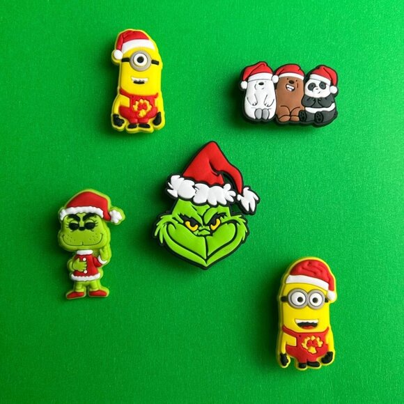 The Grinch Crocs Shoe Charms Set of 5 - jibbitz Charms - Picture 1 of 3